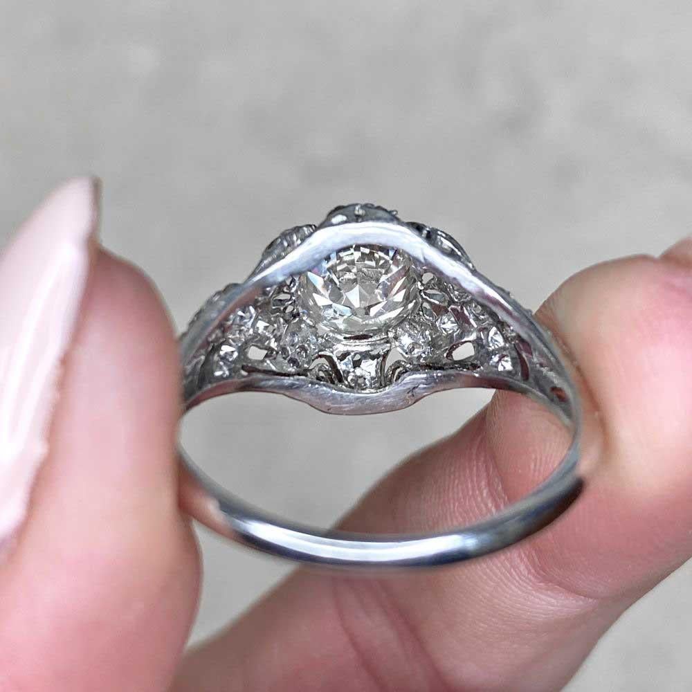 Antique 1.48 Carat Old European Cut Diamond Engagement Ring, Platinum For Sale 4