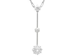 Antique 1.49 Carat Diamond and 18k White Gold Pendant Necklace Circa 1930