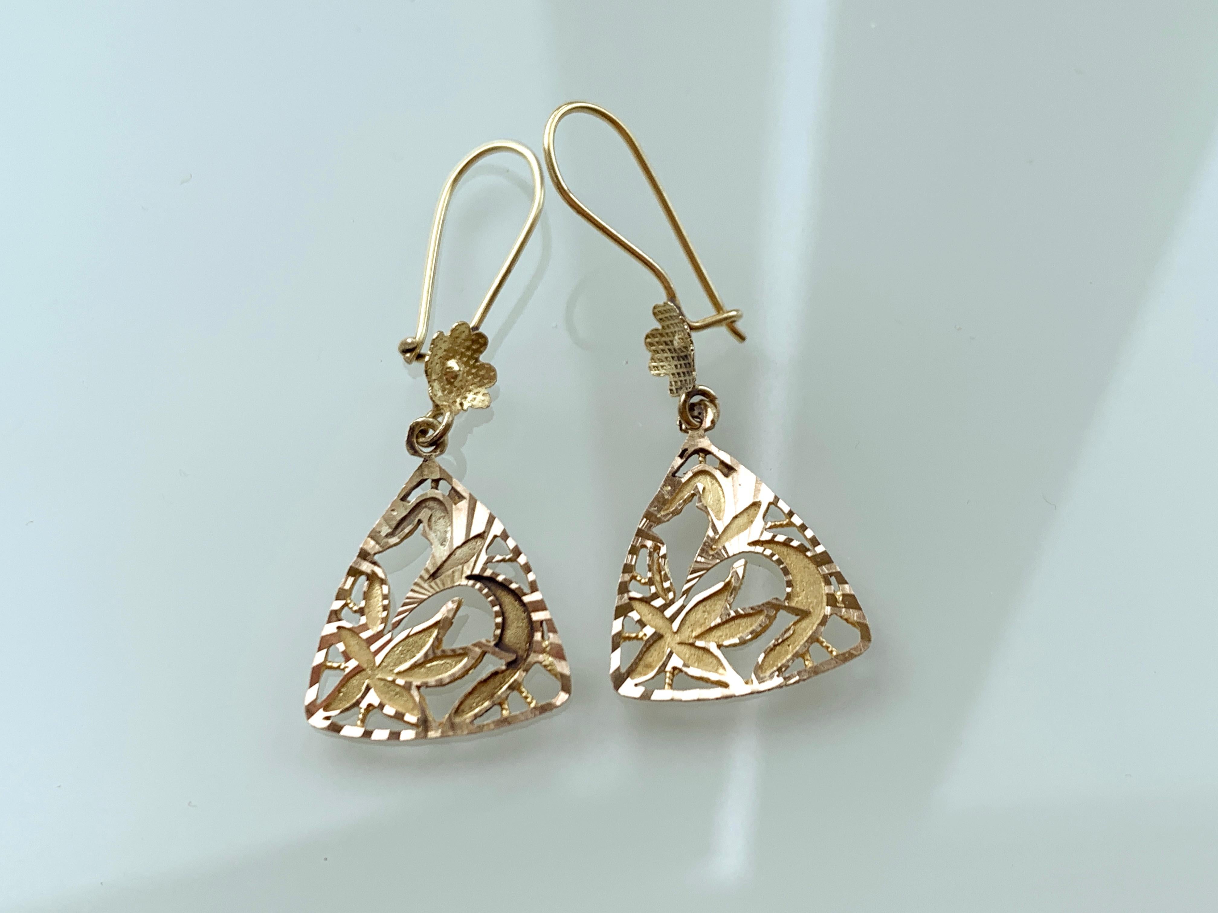Antique 14ct Gold Earrings In Good Condition For Sale In London, GB