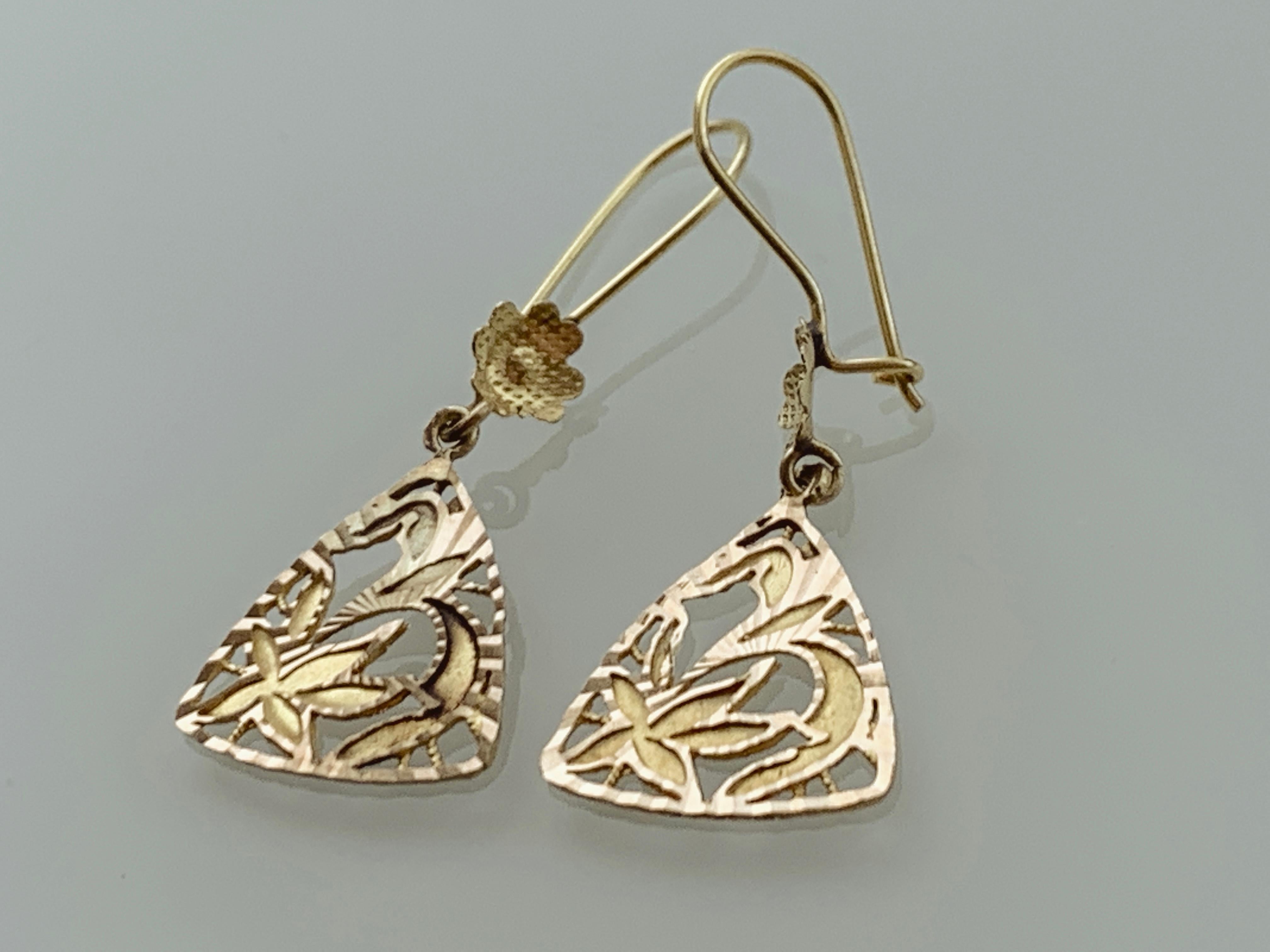 Antique 14ct Gold Earrings For Sale 2