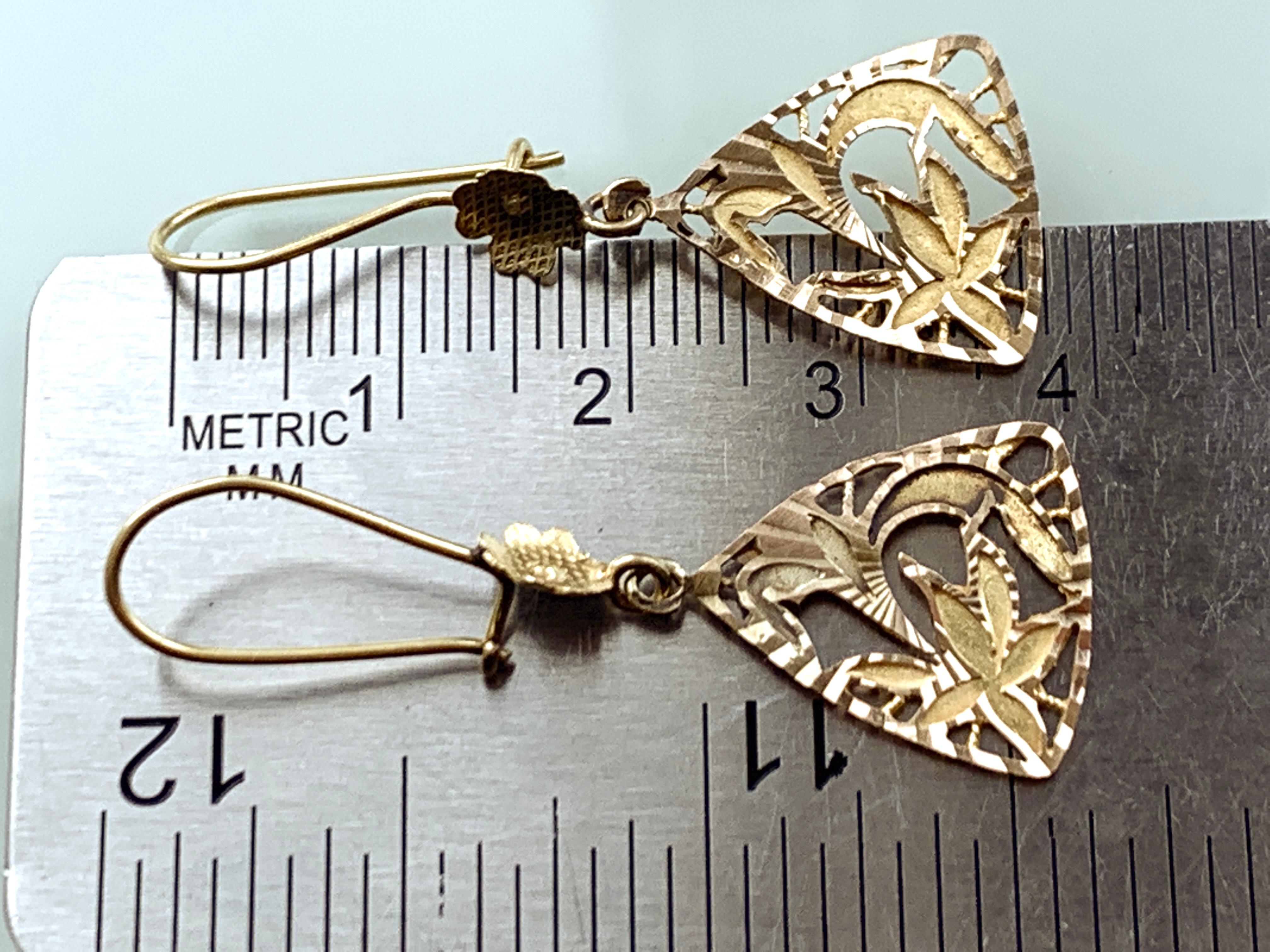 Antique 14ct Gold Earrings For Sale 3