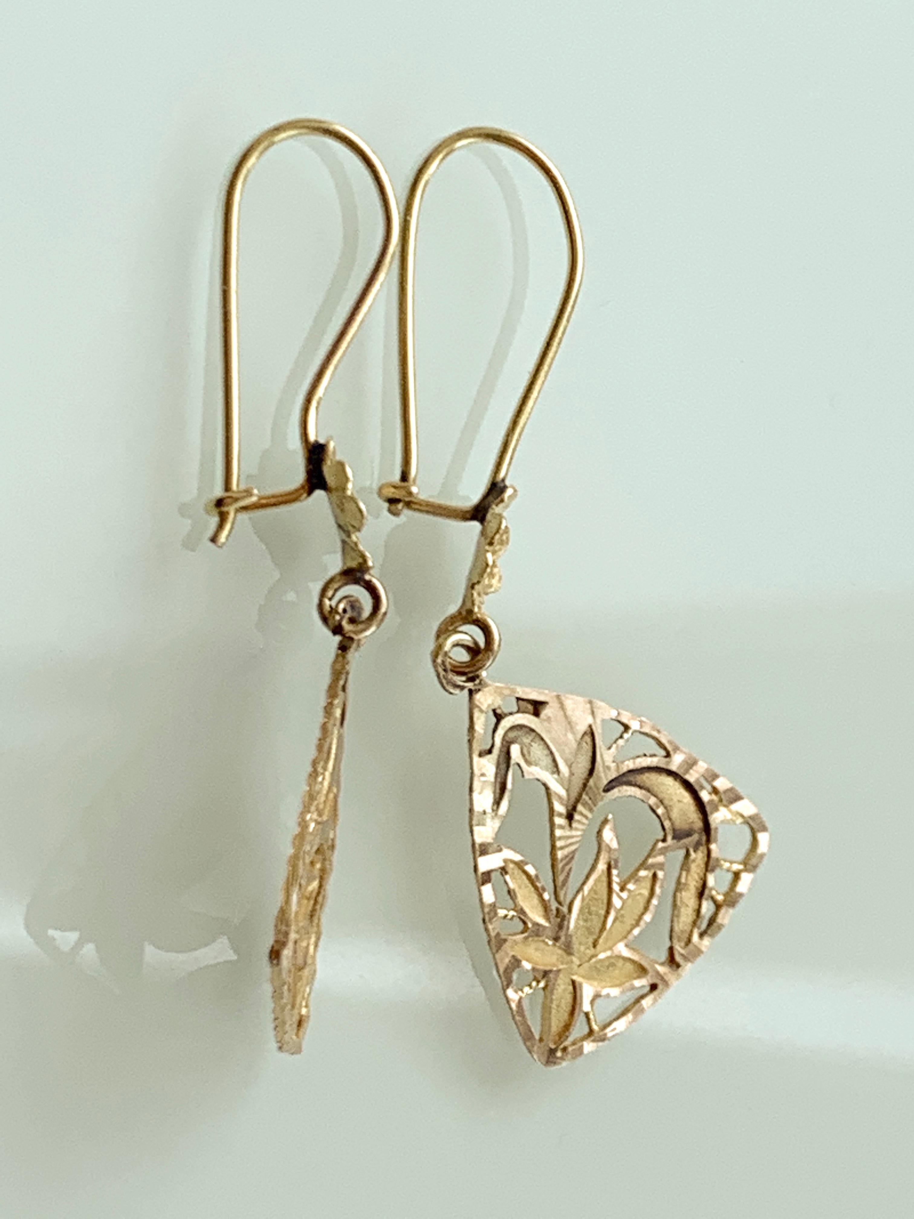 Antique 14ct Gold Earrings For Sale 4