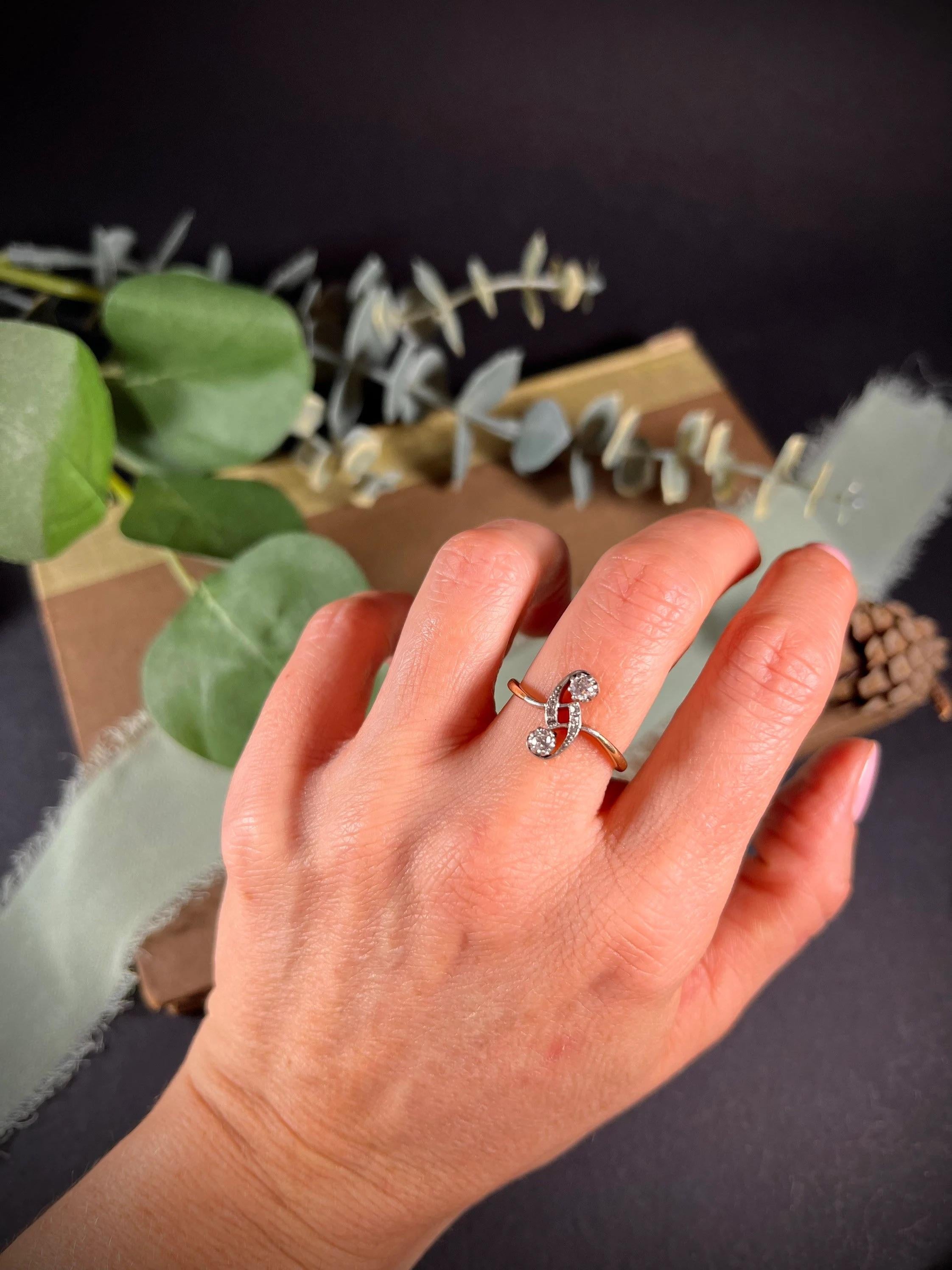 Antique 14ct Gold Edwardian Diamond Belle Époque Ring For Sale 1