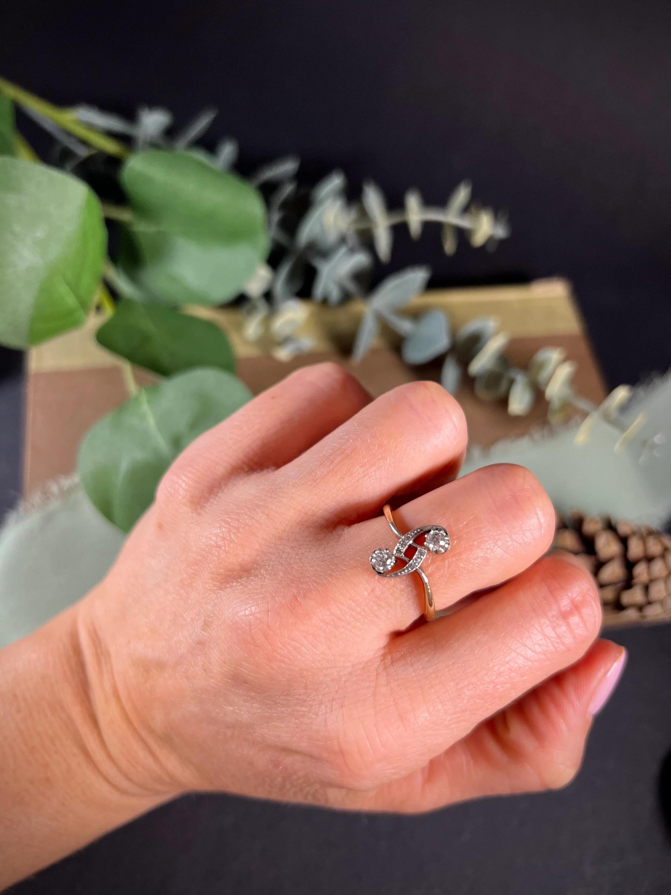 Antique 14ct Gold Edwardian Diamond Belle Époque Ring For Sale 2