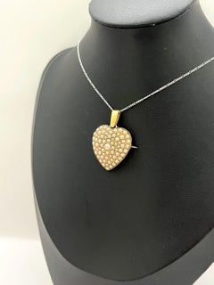 Antique 14ct Gold, Edwardian Pearl Heart Pendant & Brooch