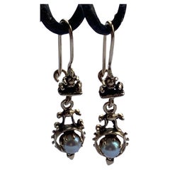 Antique Gold  Pearl Earrings