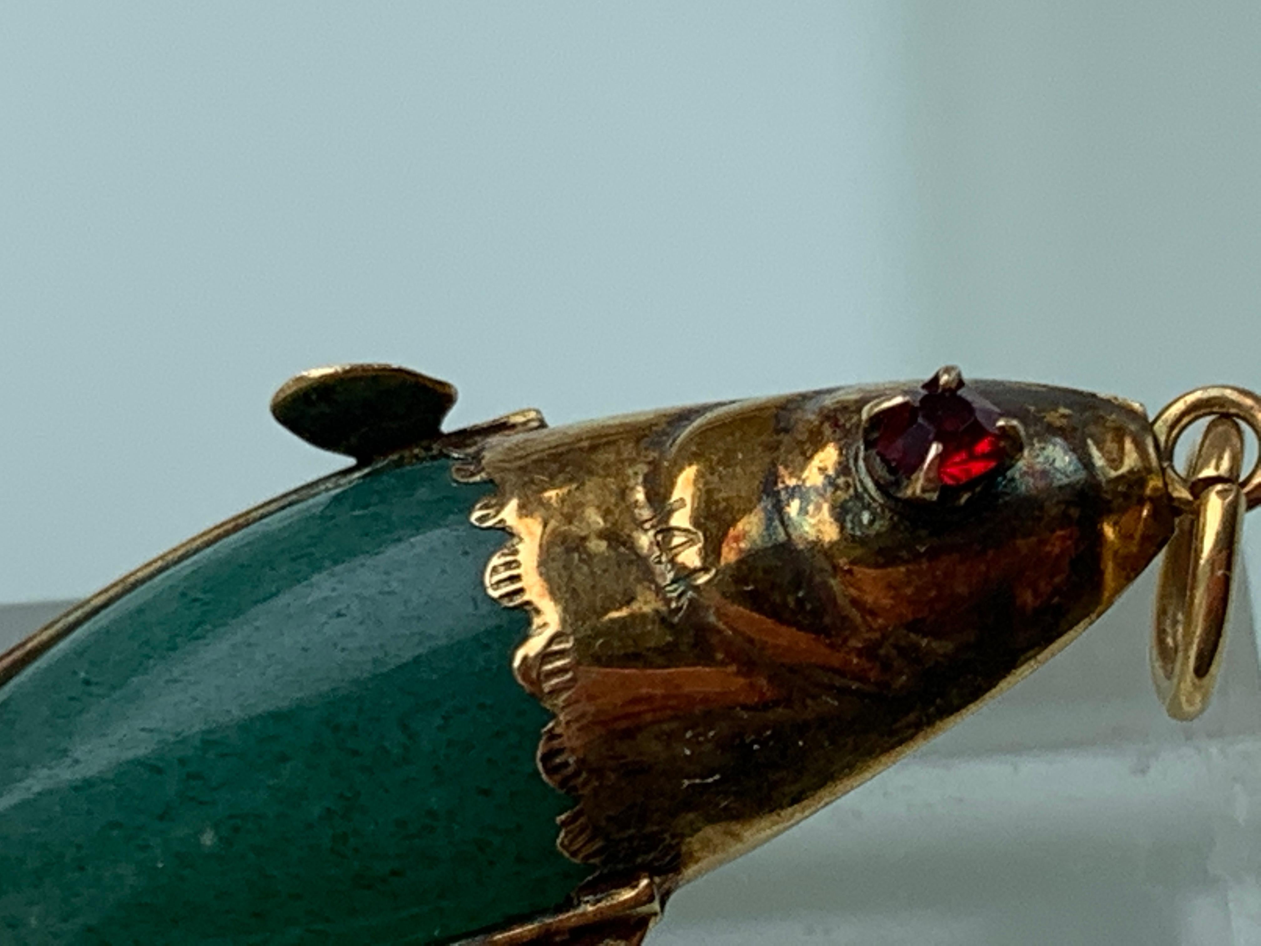 Antique 14ct Gold Novelty Fish Pendant For Sale 3