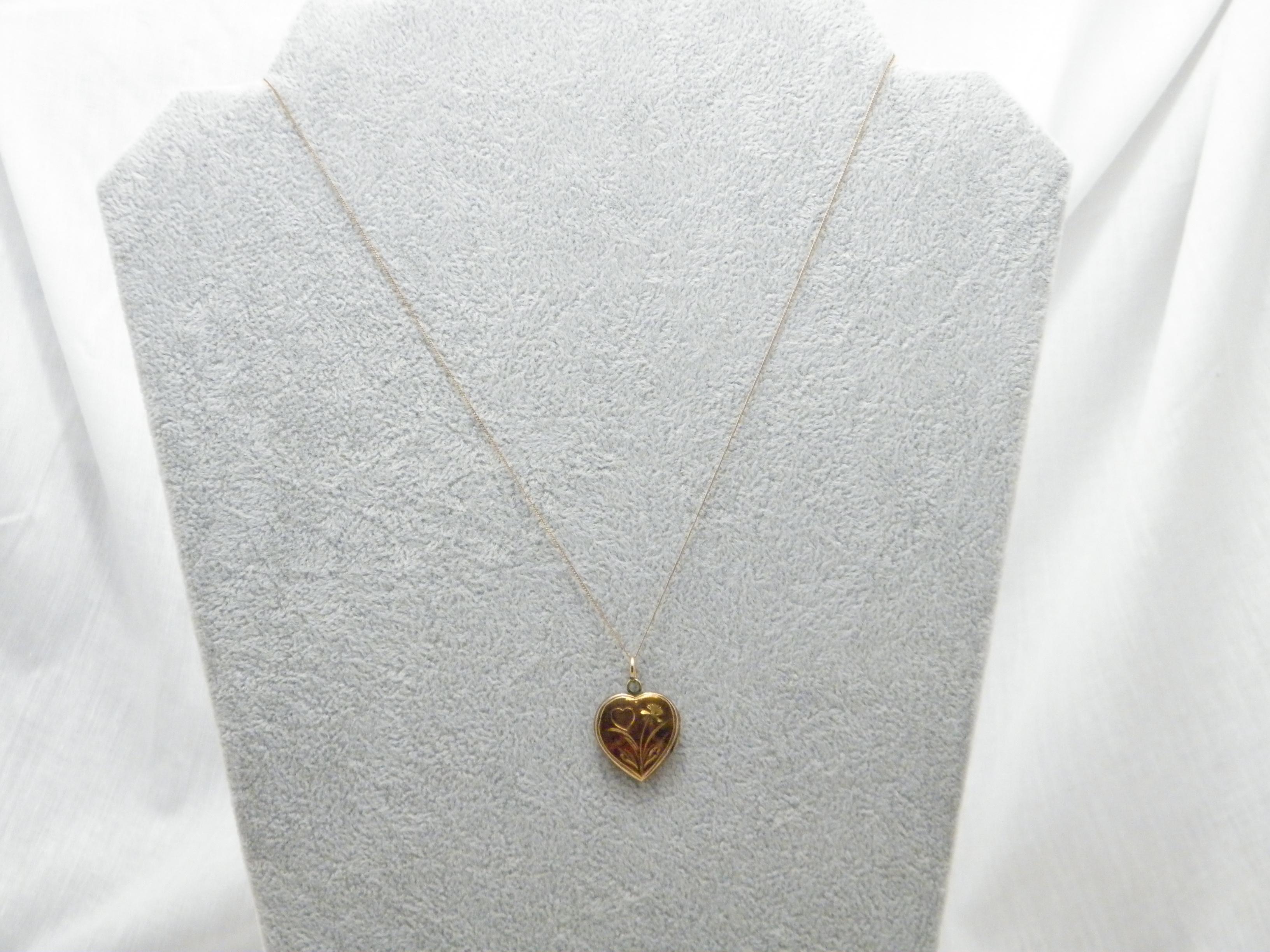 Antique 14ct Rose Gold Heart Locket Pendant Necklace Curb Chain 585 375 18 Inch For Sale 3