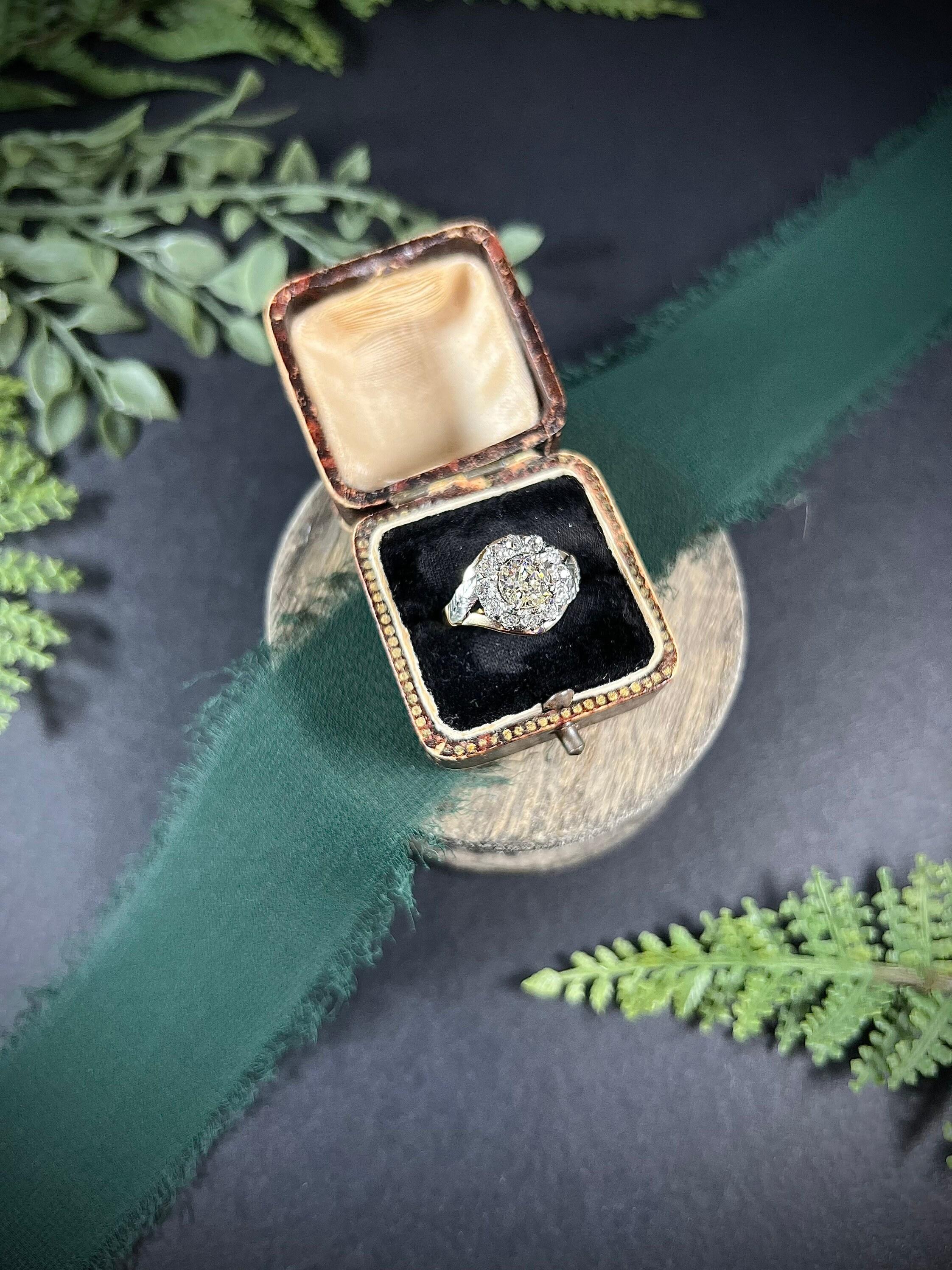 Antik 14ct zwei Farbe Gold viktorianischen Diamant-Cluster-Ring im Zustand „Gut“ im Angebot in Brighton, GB