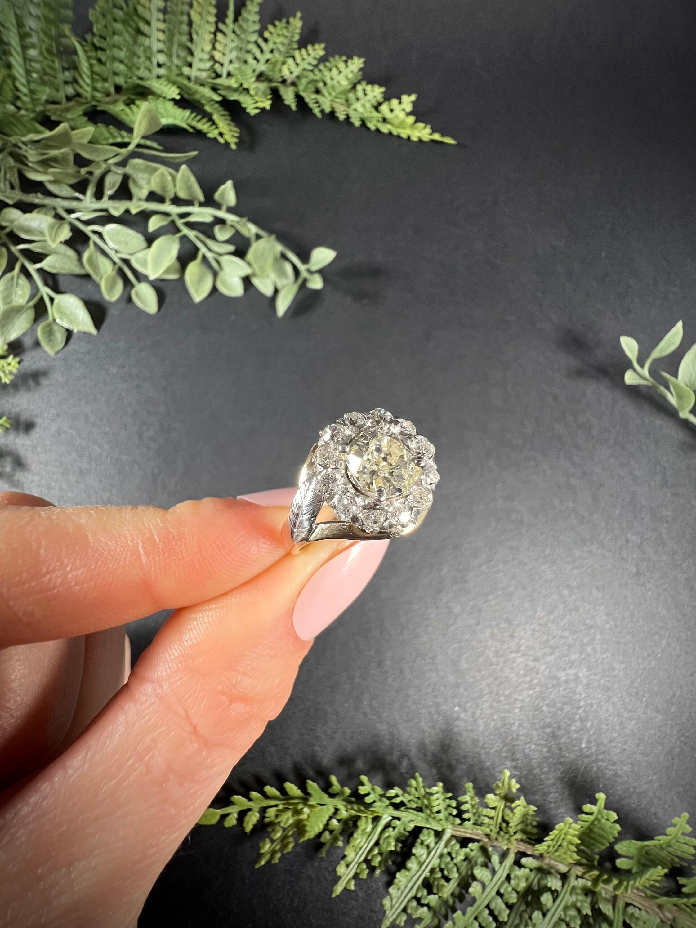 Antik 14ct zwei Farbe Gold viktorianischen Diamant-Cluster-Ring im Angebot 3