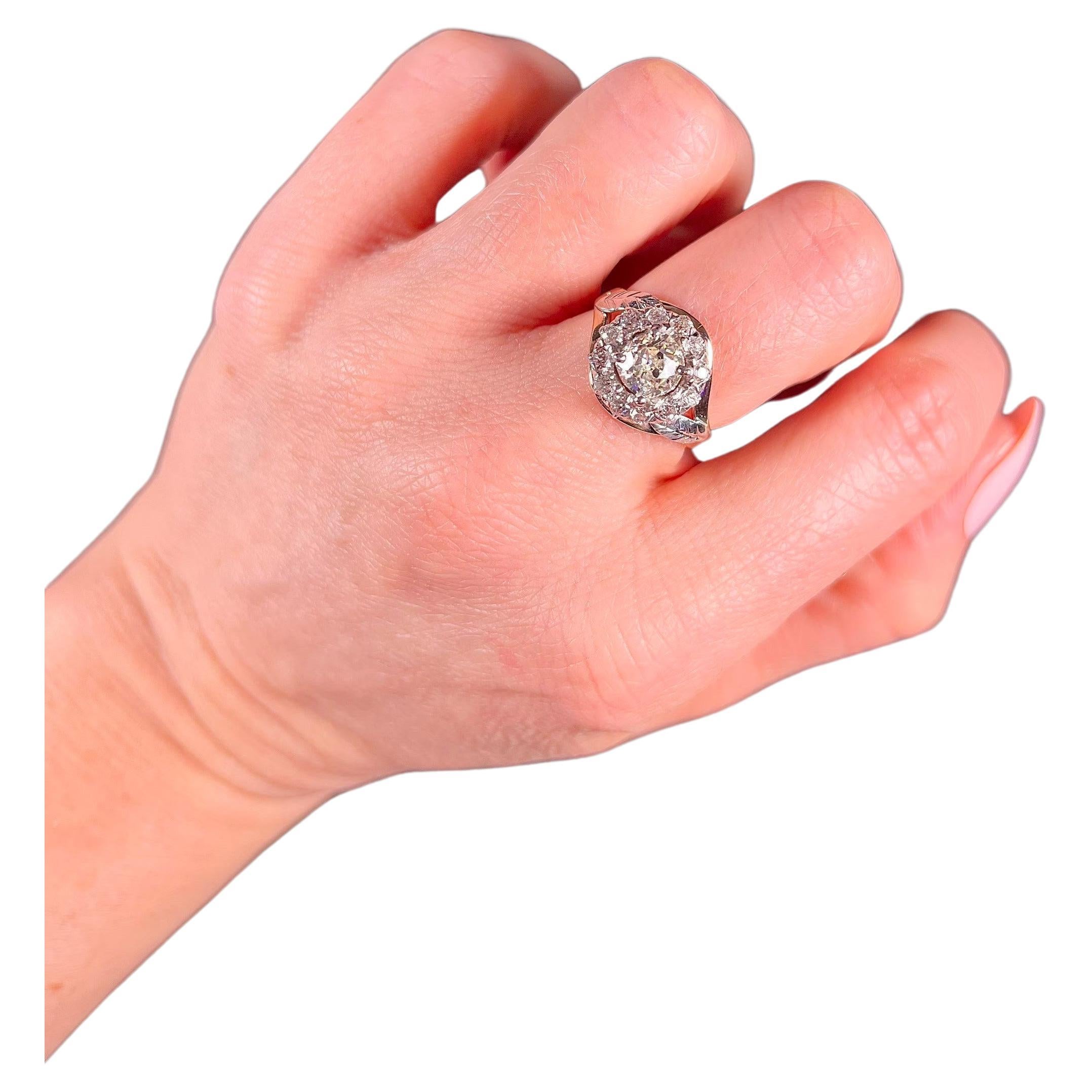 Antik 14ct zwei Farbe Gold viktorianischen Diamant-Cluster-Ring im Angebot