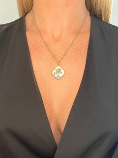 Antique 14ct Yellow Gold, 1920s Essex Crystal Glass, Vase of Flowers Pendant