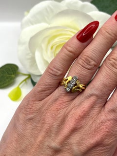 Antique 14ct Yellow Gold, Art Nouveau Four Stone Diamond Ring