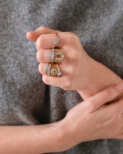 Antiker 14-karätiger Gold-Diamant-Zielring aus den 1920er Jahren