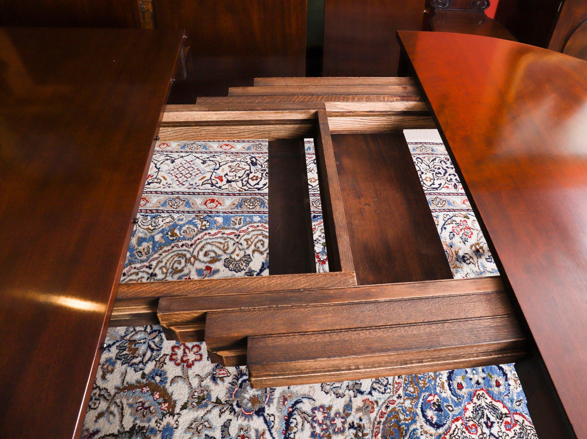 Antique 14ft Flame Mahogany Extending Dining Table 19th C & 14 Chairs For Sale 8