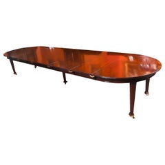 Antique 14ft Flame Mahogany Telescopic Extending Dining Table 19th Century