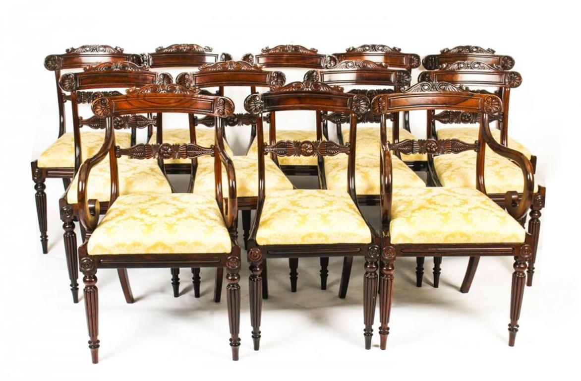 Antique Regency Metamorphic Dining Table and 12 Chairs, 19th Century 7