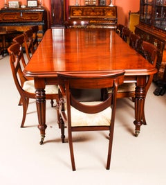 Antique Regency Metamorphic Dining Table and 12 Chairs, 19th Century