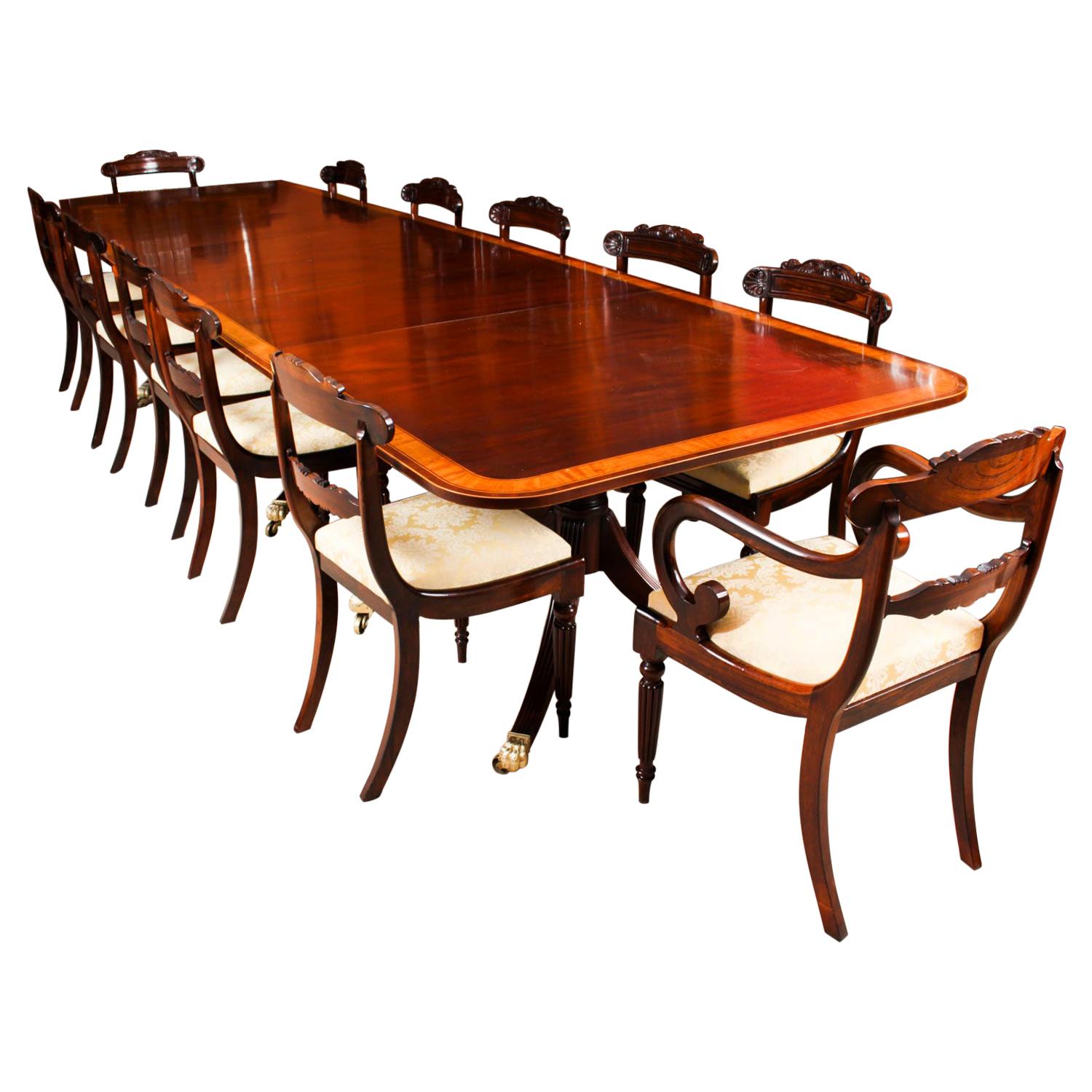 Antique Regency Metamorphic Dining Table and 12 Chairs, 19th Century