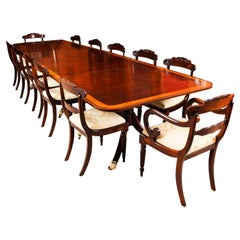 Antique Regency Metamorphic Dining Table and 12 Chairs, 19th Century