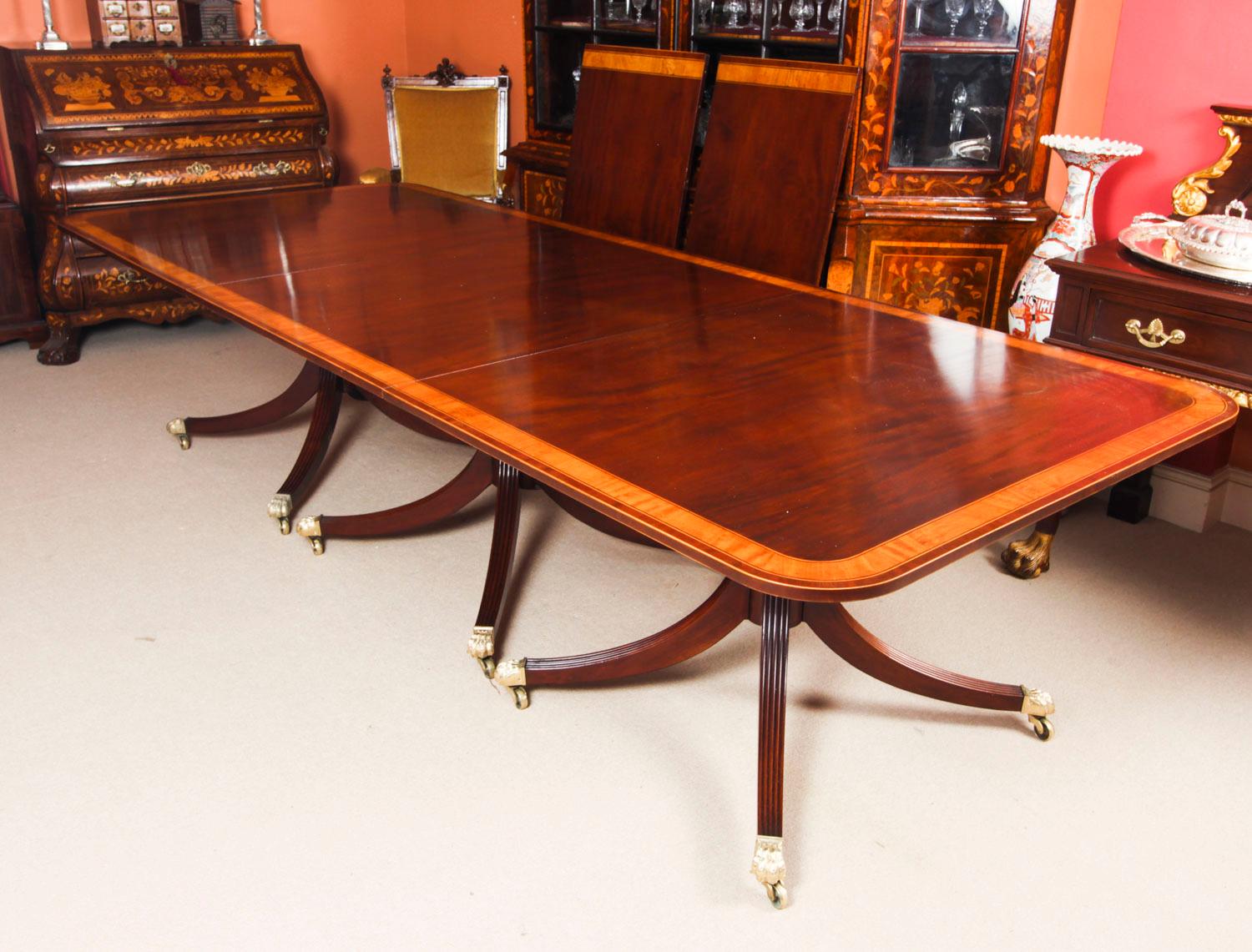 Regency Revival Antique Regency Metamorphic Dining Table 19th Century and 14 Chairs