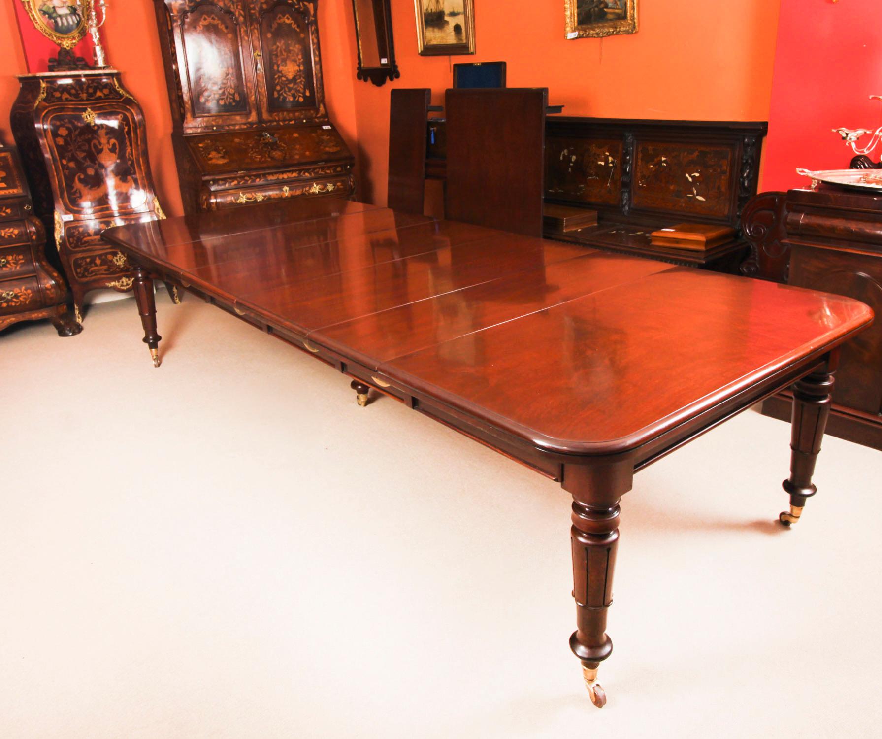Ancienne table à manger à rallonge William IV 14 ft 6