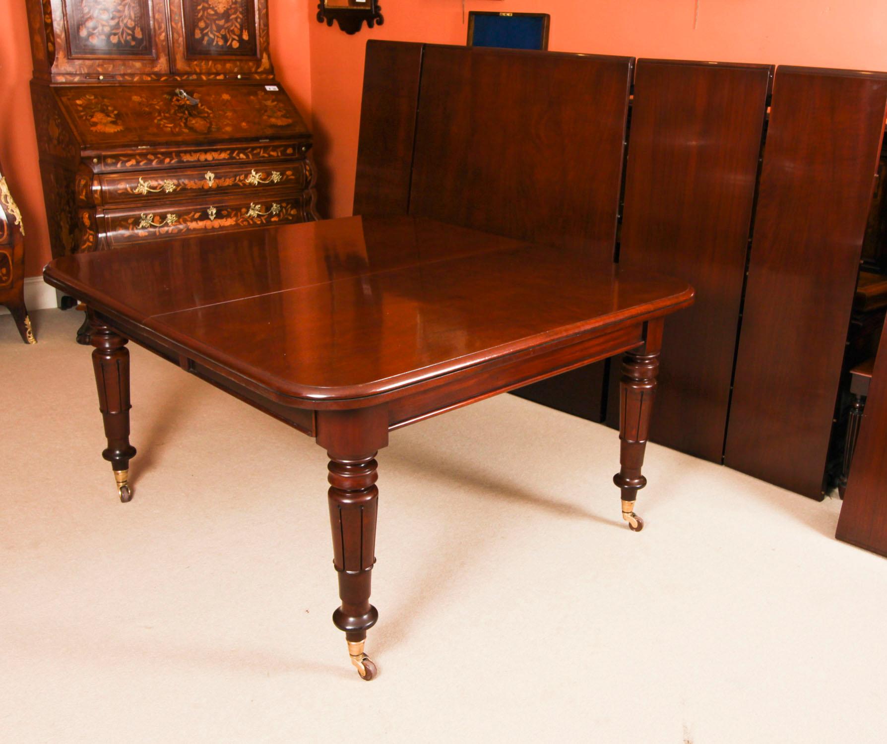 Ancienne table à manger à rallonge William IV 14 ft 6