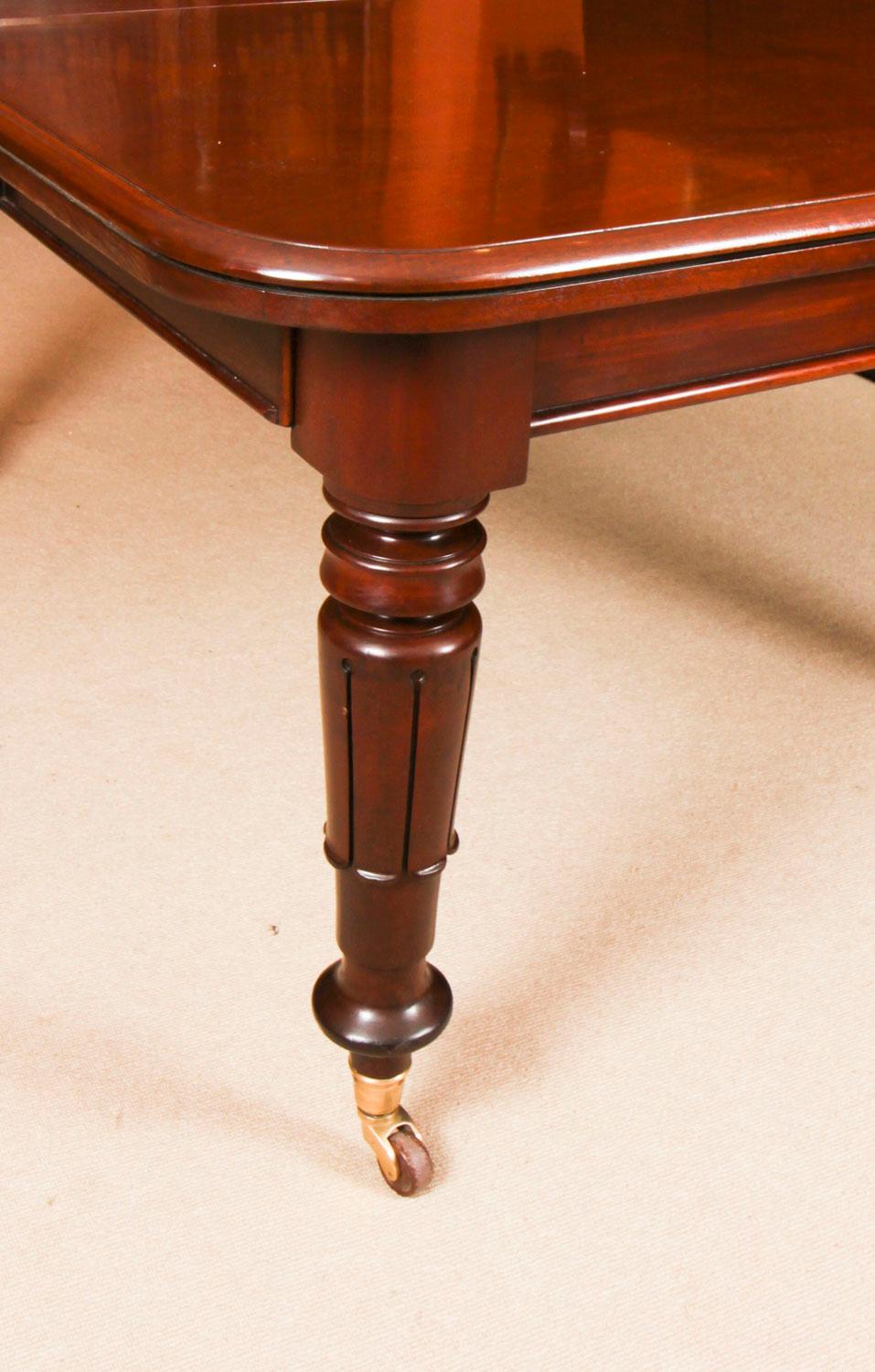 Ancienne table à manger à rallonge William IV 14 ft 6