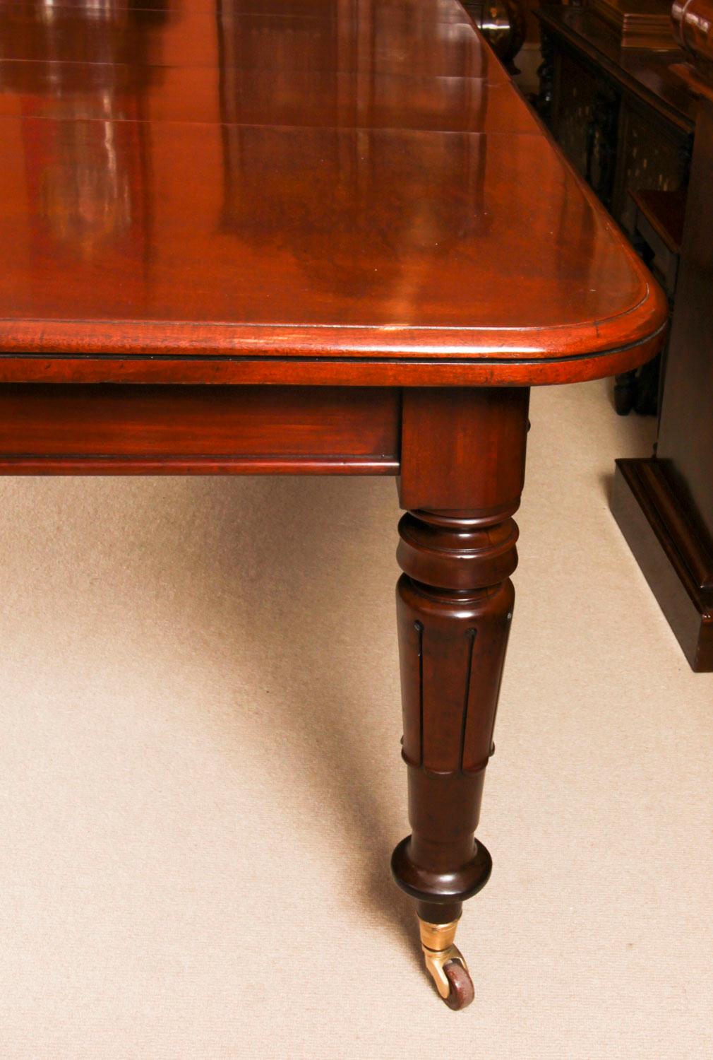 Ancienne table à manger à rallonge William IV 14 ft 6