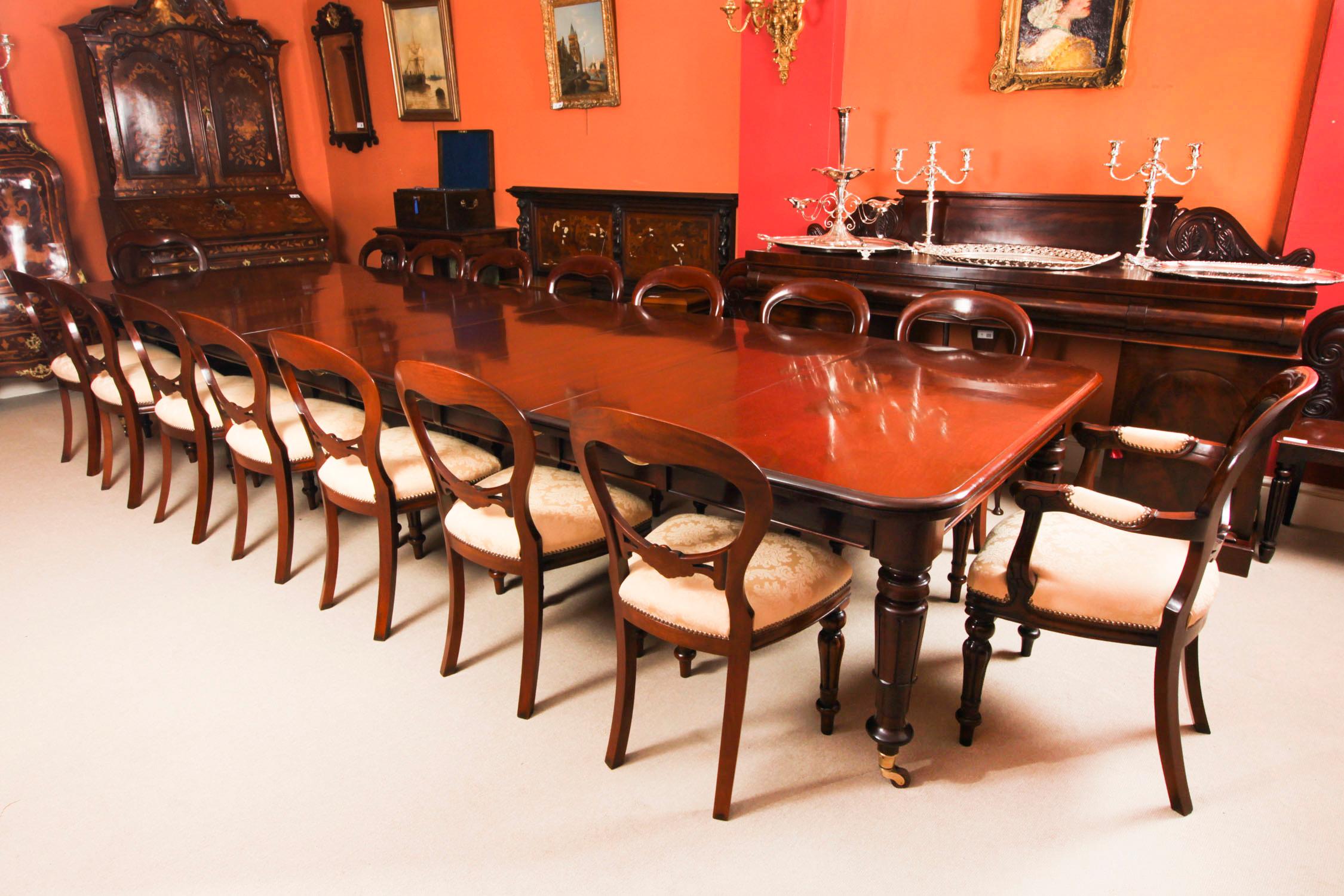 Acajou Ancienne table à manger à rallonge William IV 14 ft 6