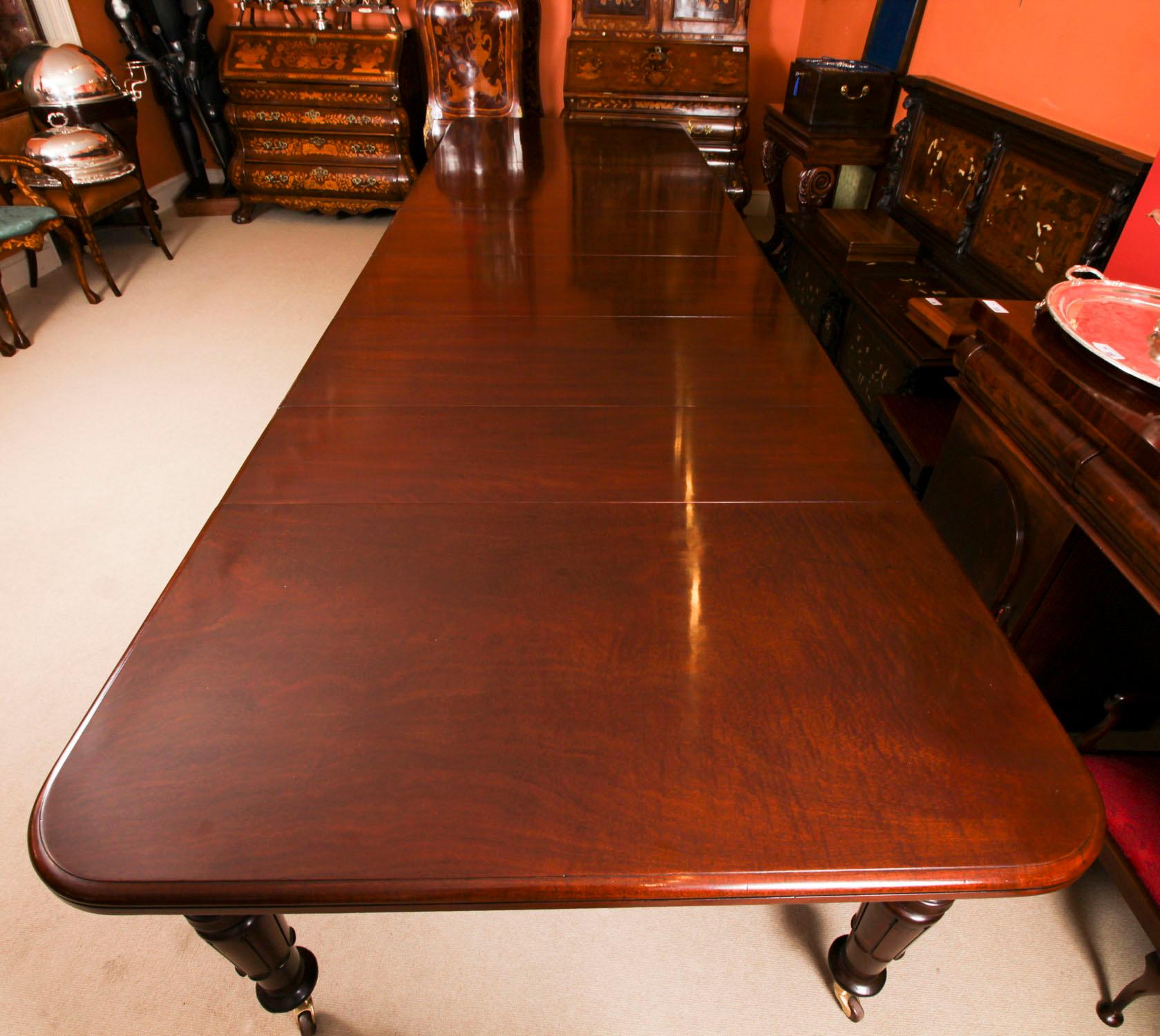 Ancienne table à manger à rallonge William IV 14 ft 6