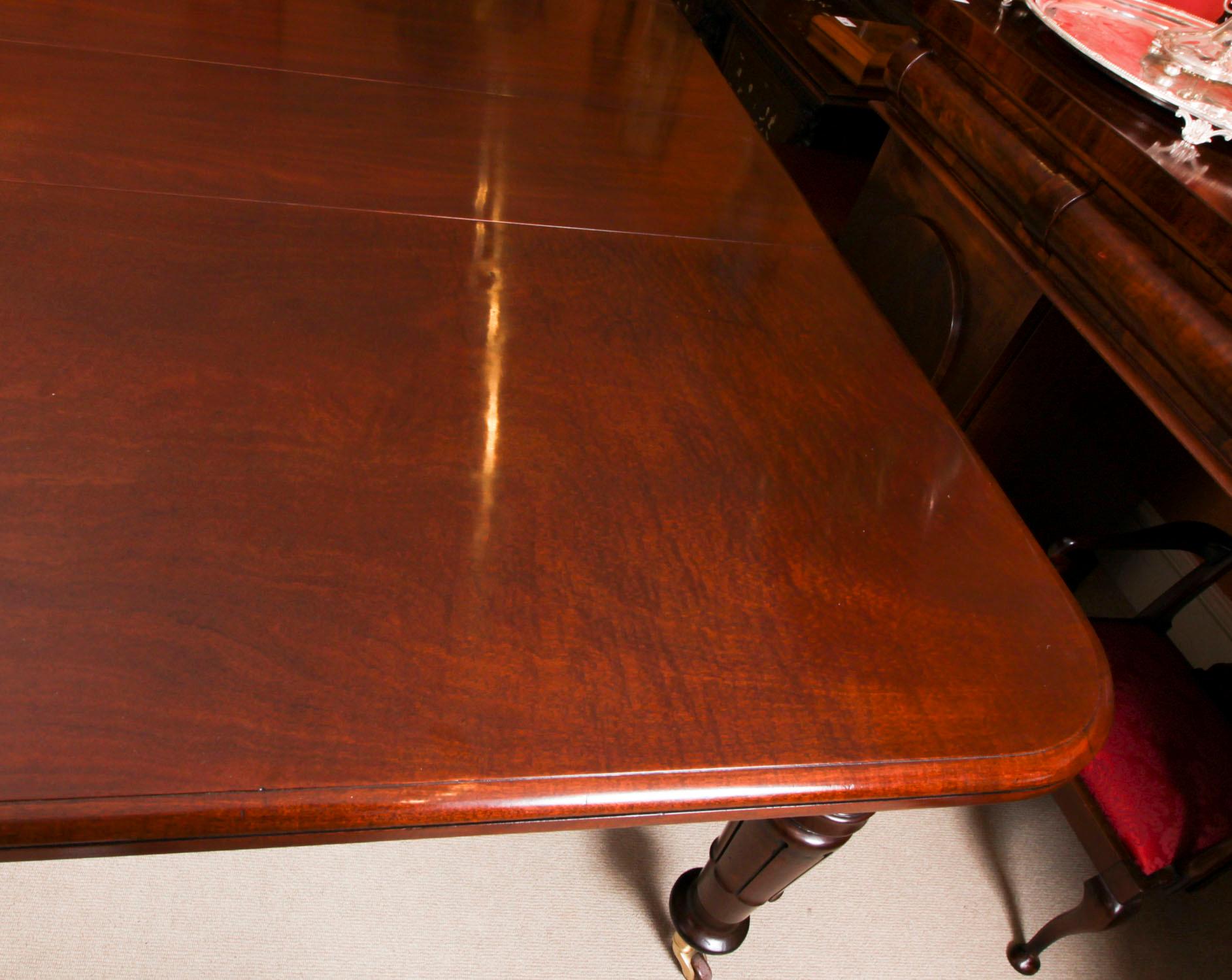 Ancienne table à manger à rallonge William IV 14 ft 6