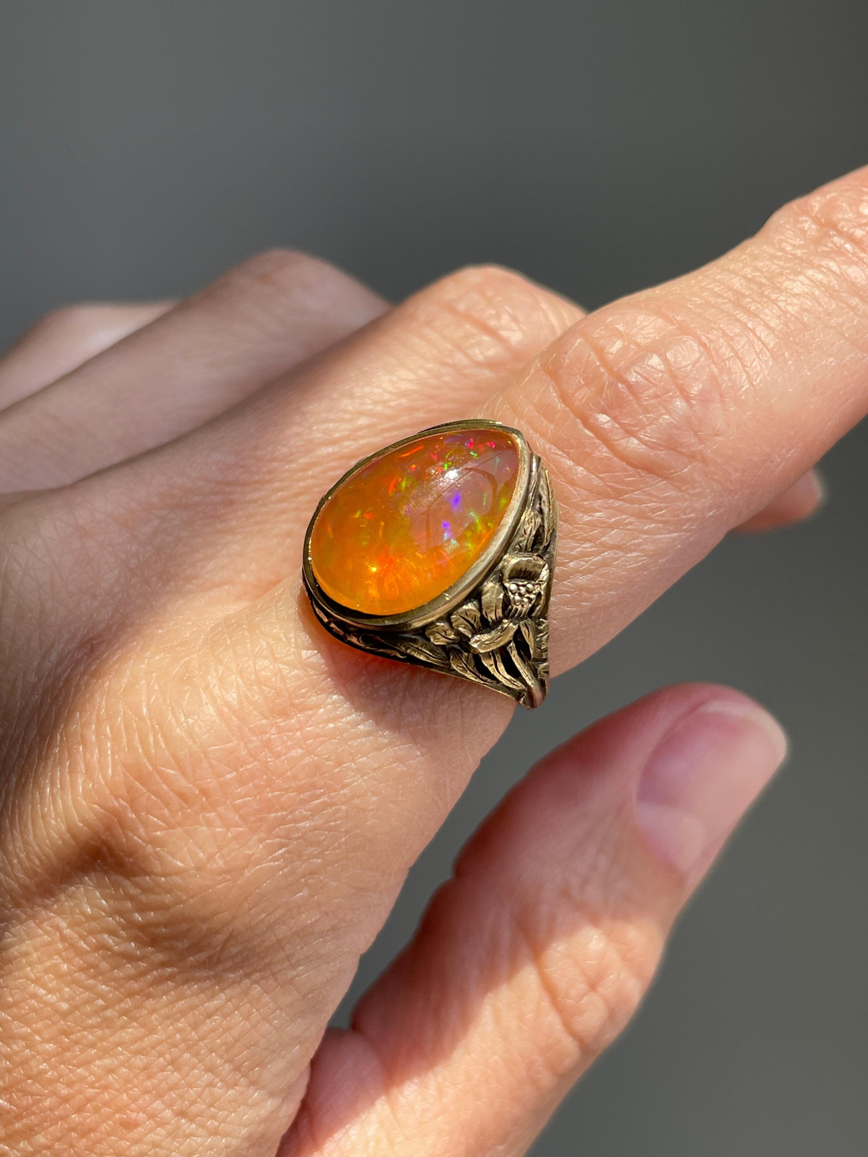 antique fire opal ring