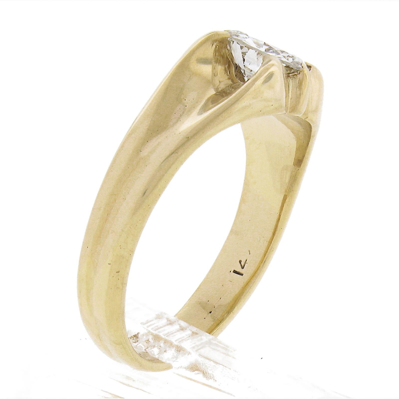 Antique 14k Gold 0.95ct GIA Certified Old Cut Belcher Diamond Engagement Ring For Sale 4