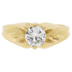 Antique 14k Gold 0.95ct GIA Certified Old Cut Belcher Diamond Engagement Ring