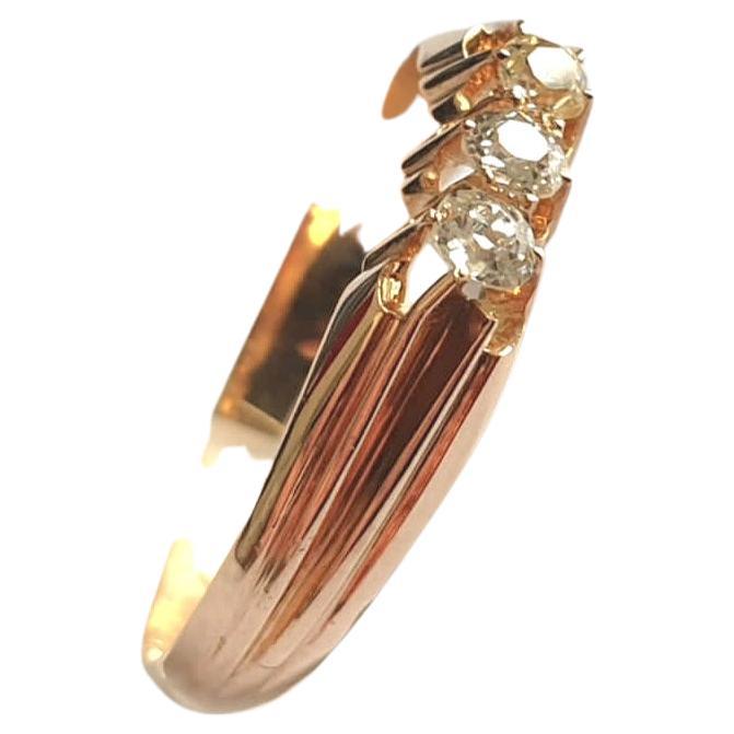 Antique Old Mine Cut Diamond Gold Band Ring In Good Condition For Sale In Cairo, EG