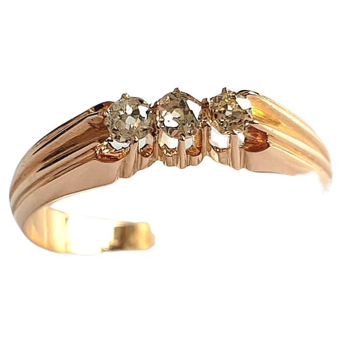 Antique Old Mine Cut Diamond Gold Band Ring For Sale 1