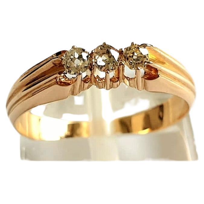 Antique Old Mine Cut Diamond Gold Band Ring For Sale