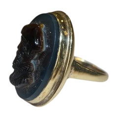 Antique 14K Gold Agate Cameo Ring