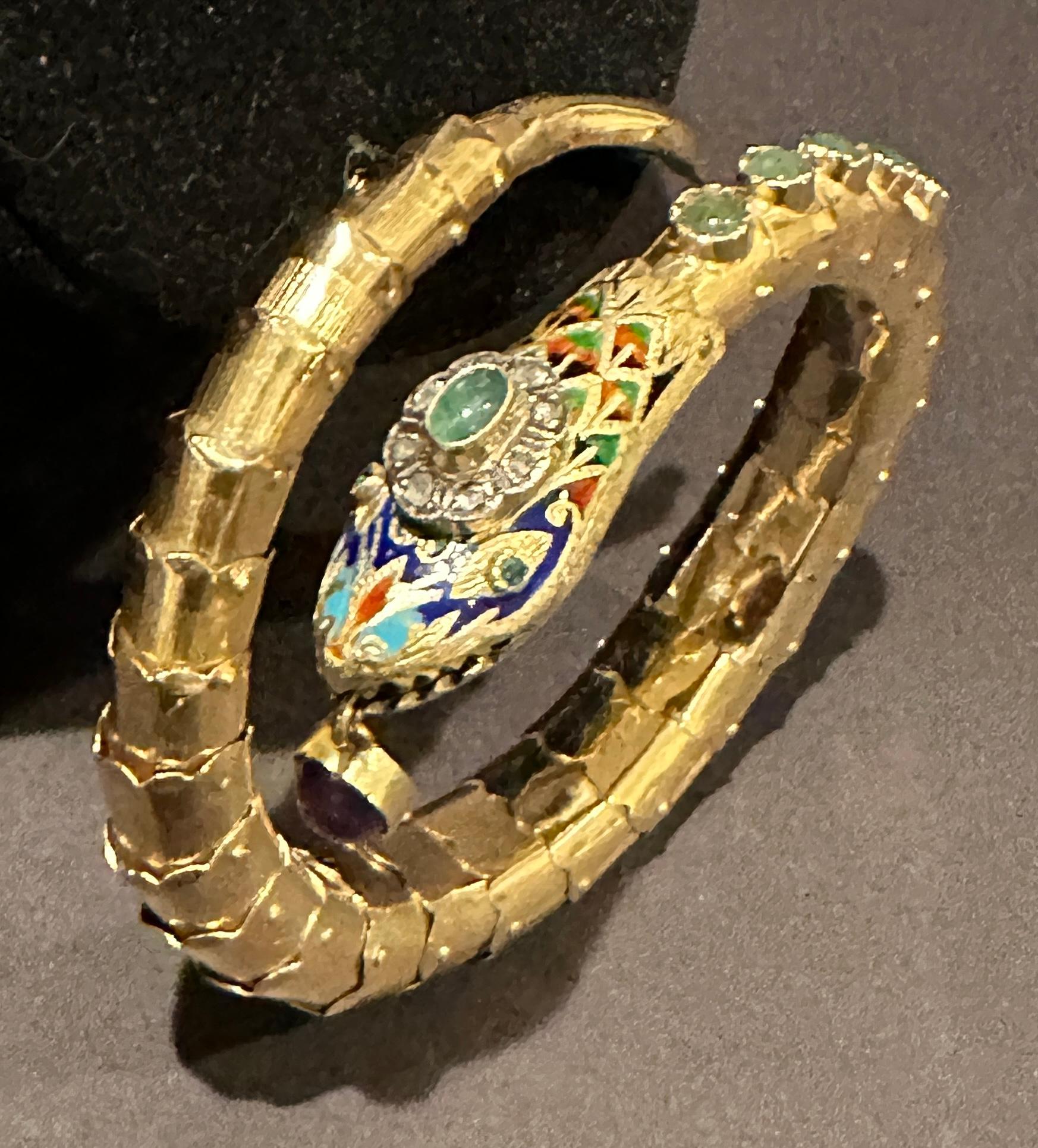 Art déco Or antique 14K  Bracelet serpent articulé  en vente