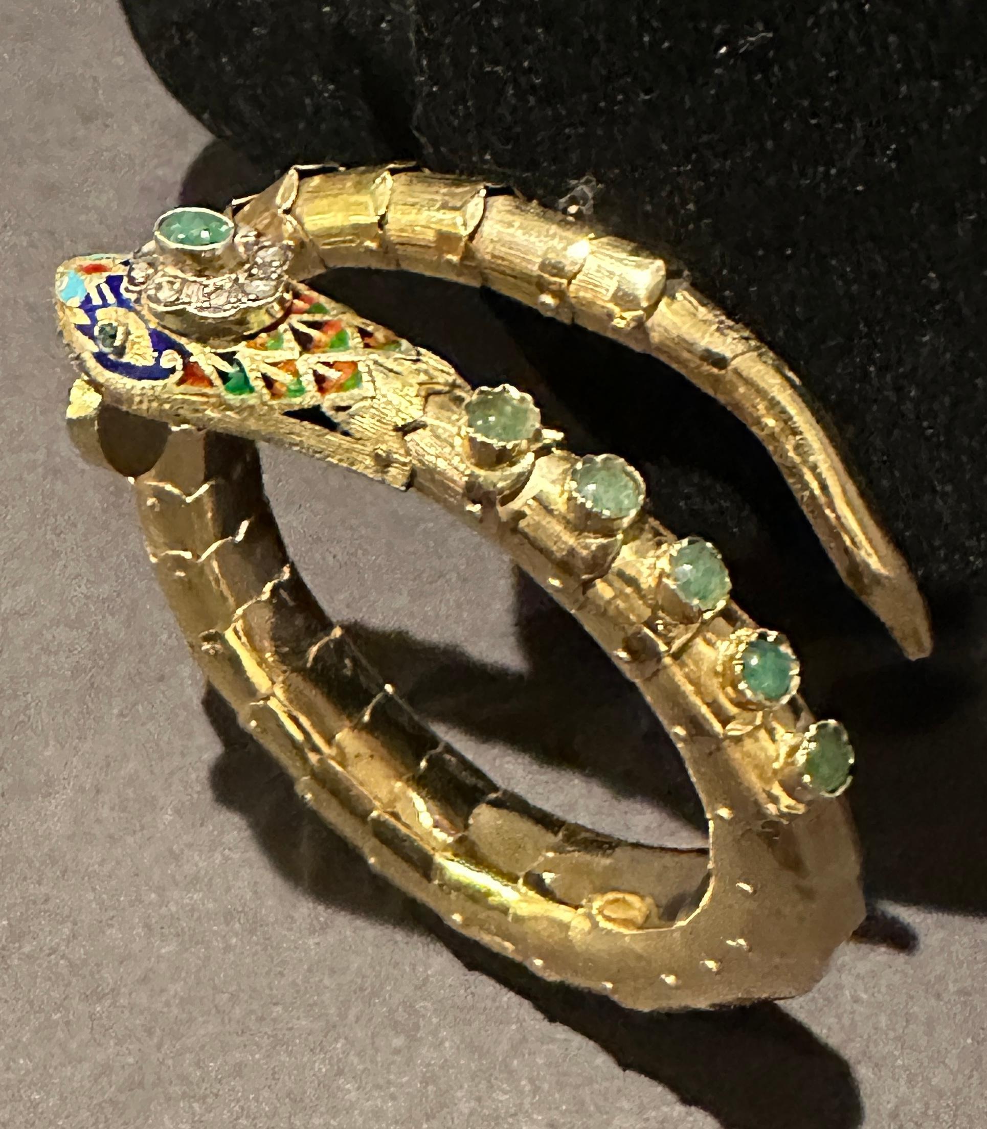 Européen Or antique 14K  Bracelet serpent articulé  en vente