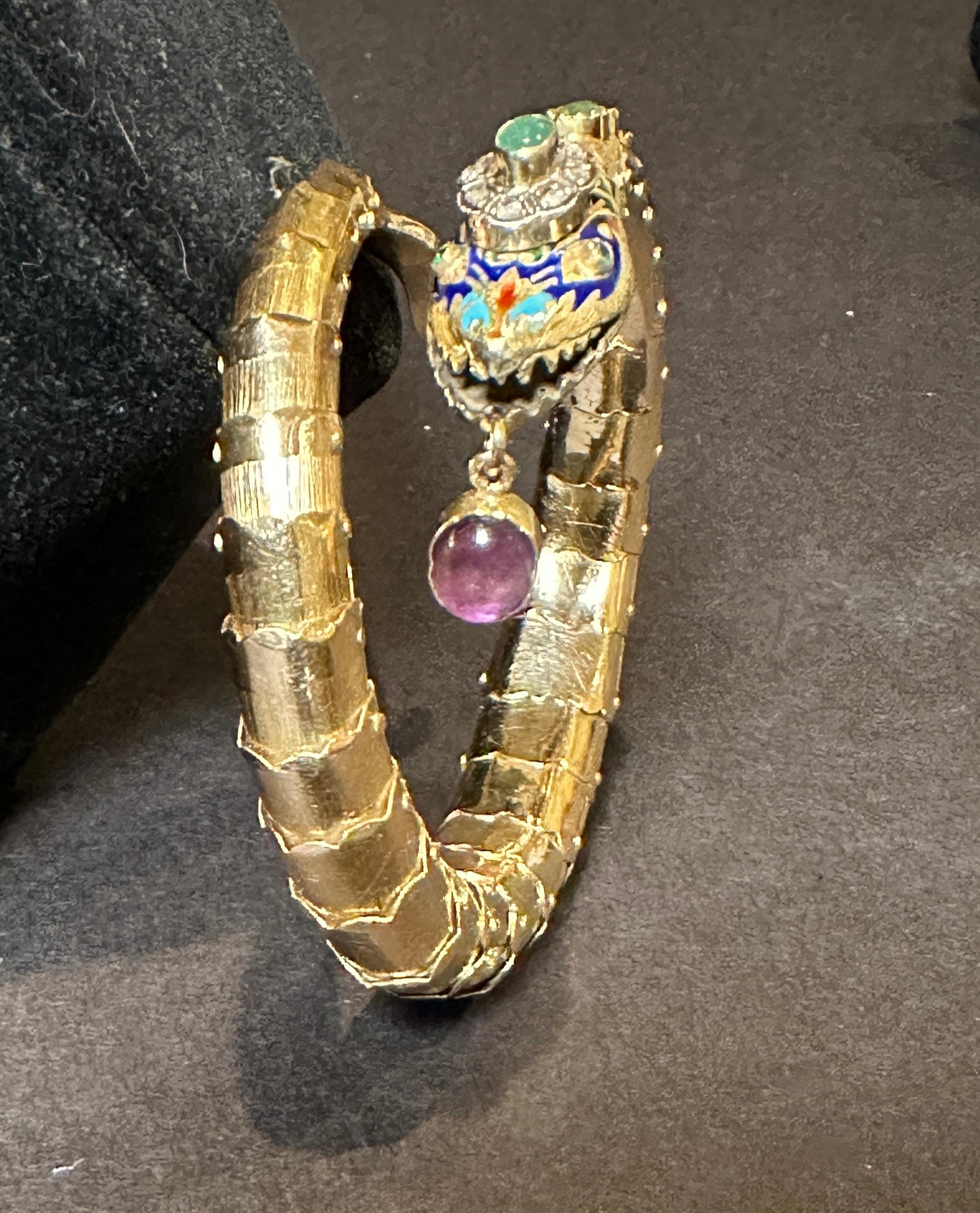 European Antique 14K Gold  Articulated Snake Bracelet  For Sale