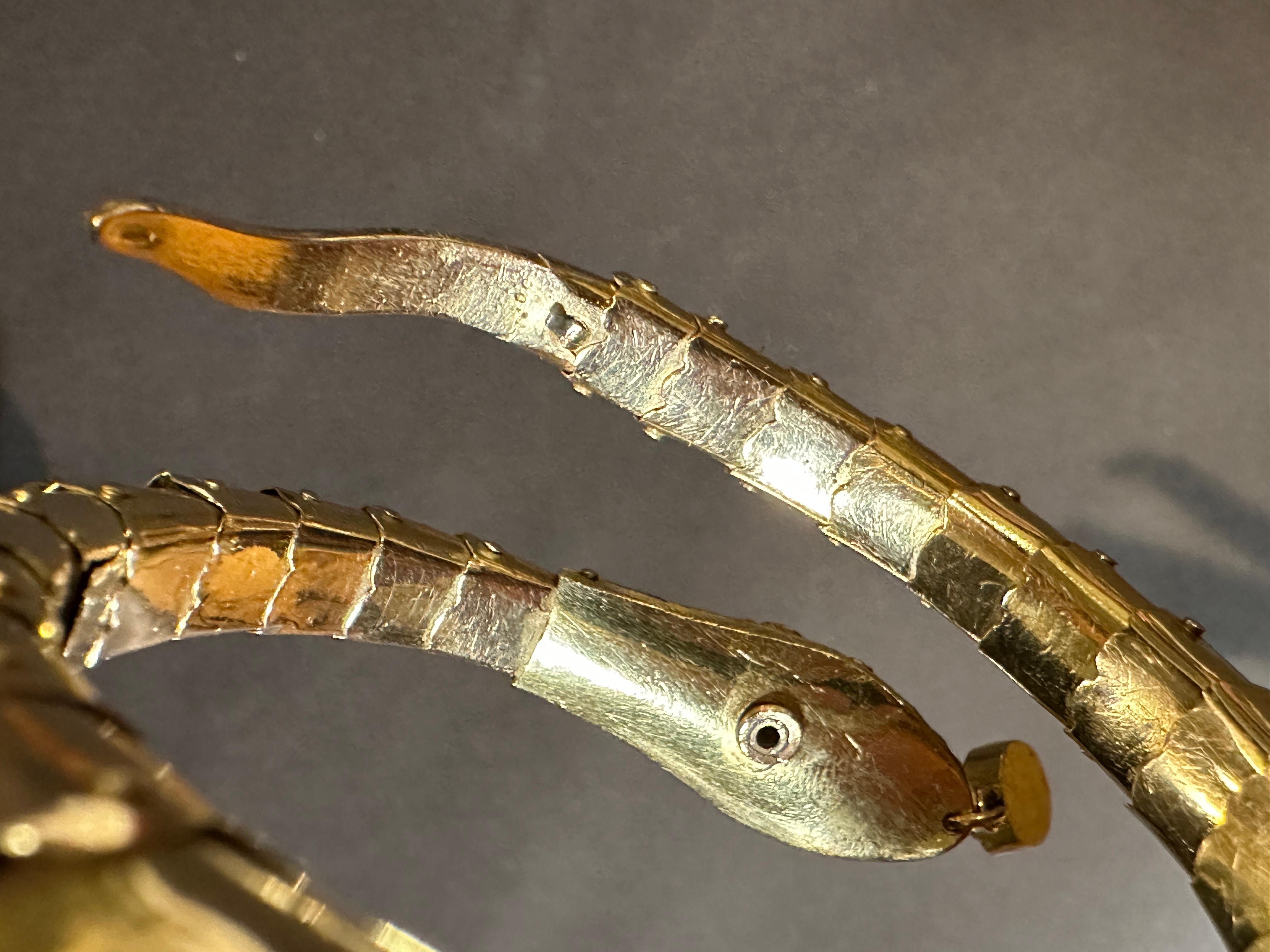 European Antique 14K Gold  Articulated Snake Bracelet  For Sale