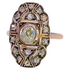 Antique Astro hungarian Empire Old Mine Cut Diamond Gold Ring