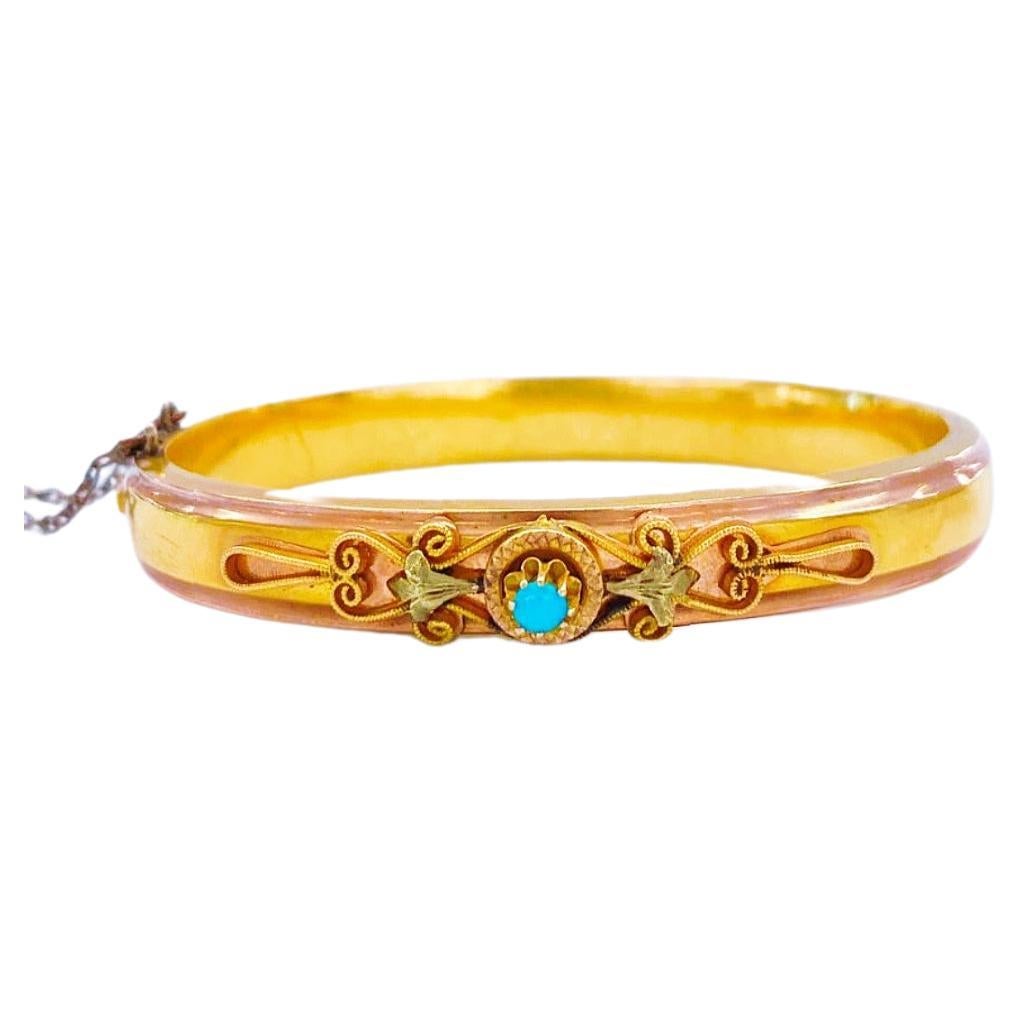 Antique Astro Hungerian Empire Gold Bangle Bracelet For Sale
