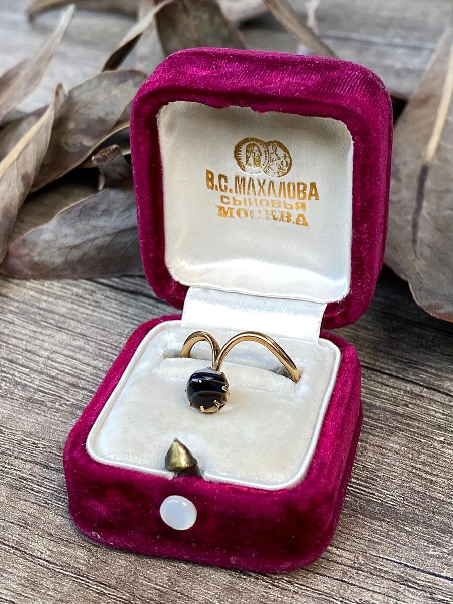 Antiker 14k Gold Banded Achat-Ring Verlobungsring, Siegelschachtel im Angebot 9