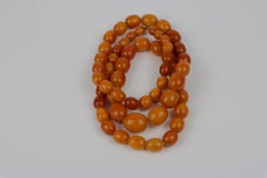 Antique 14K Gold Beeswax Amber Bead Necklace