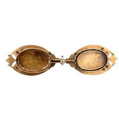 Antique 14K Gold Blue Enamel Butterfly & Floral Motif Double-Sided Pendant