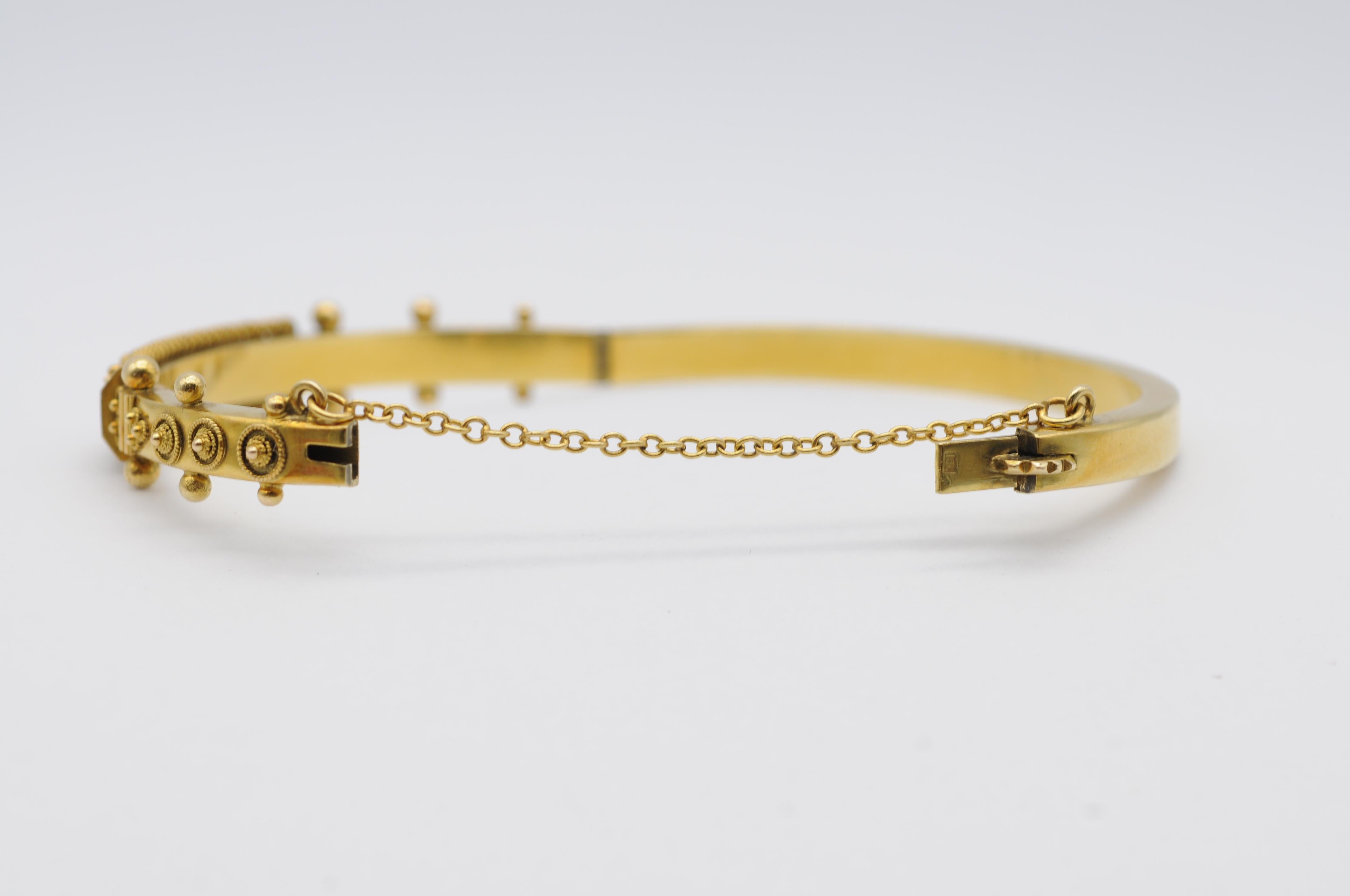 Bracelet ancien en or 14 carats avec diamants et saphirs taille ancienne, fermoir de sécurité en vente 7