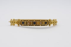 Antique 14k Gold Bracelet with Old-Cut Diamonds and Sapphires, Safety Clasp